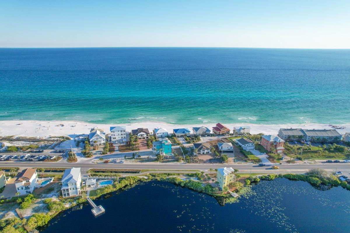 Arial view over beach